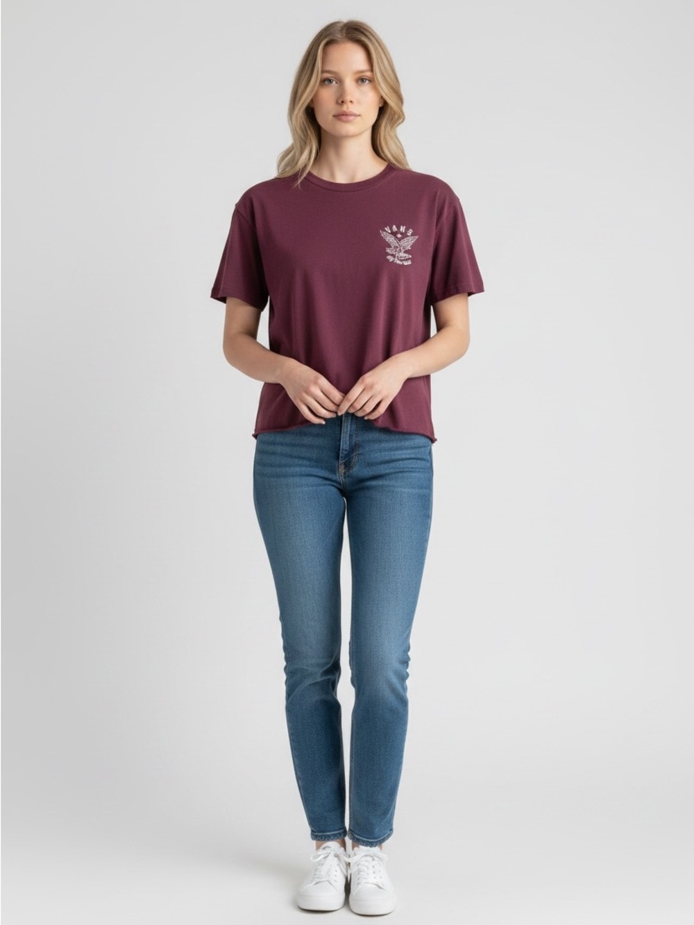 Vans Women's Maroon Original Classic Graphic Tee Size L
